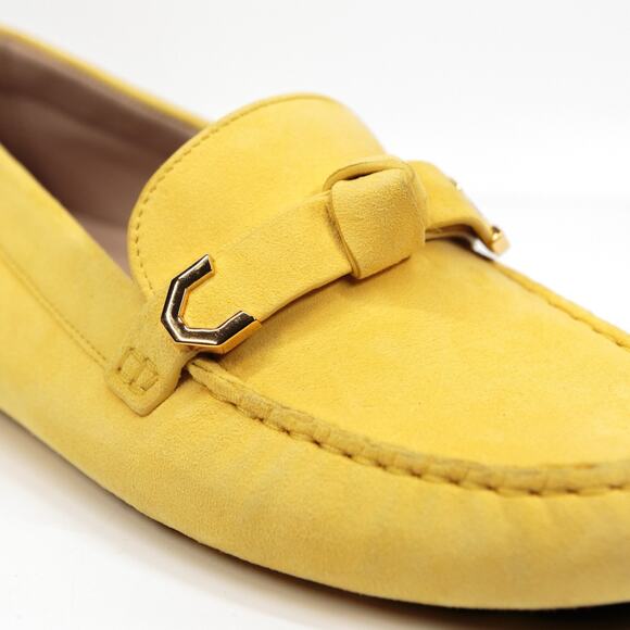 COLE HAAN‎ Evelyn Bow Driving Loafer Suede Preppy Classic Butter Yellow Sz 7.5 - Picture 3 of 9